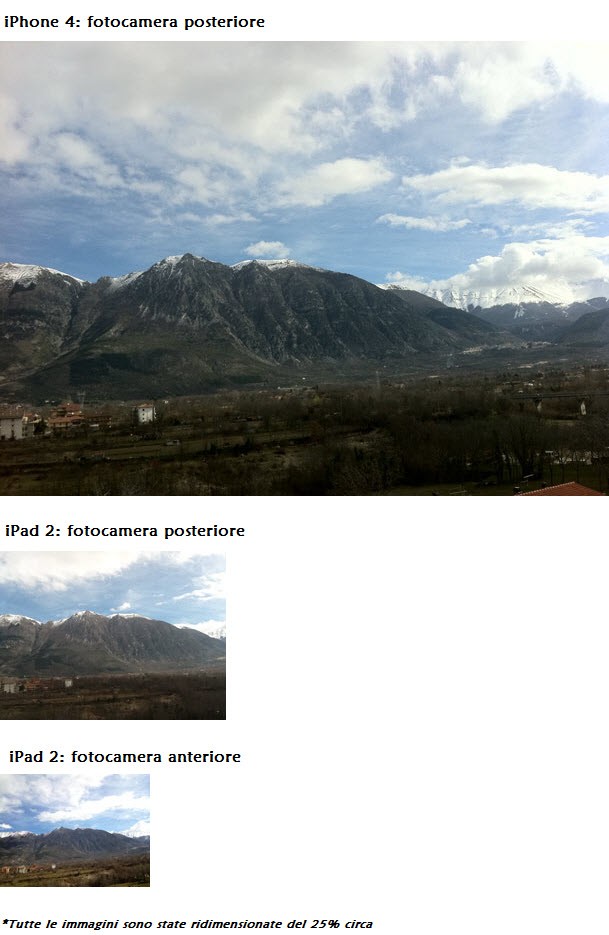 Confronto fotocamere ihone 4 e iPad 2