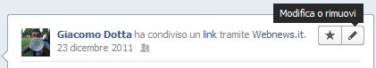 Timeline, pulsante per nascondere contenuti Timeline, pulsante per nascondere contenuti