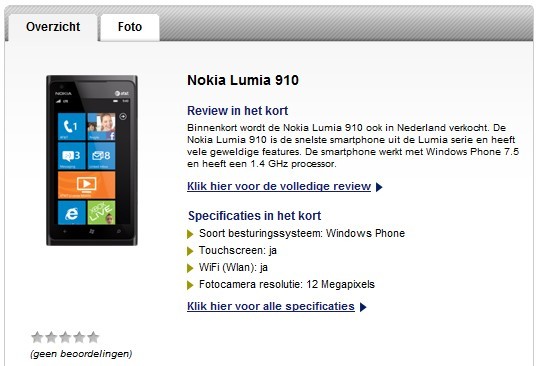 Nokia Lumia 910 sul sito Typhone Nokia Lumia 910 sul sito Typhone
