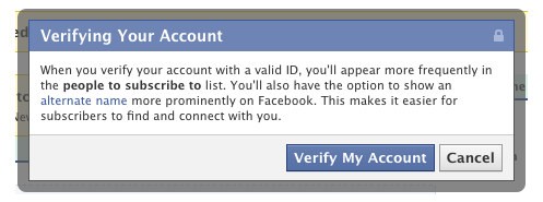 Verifica dell'account su Facebook Verifica dell'account su Facebook