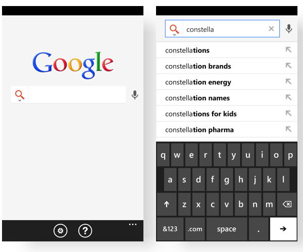 Google Search App per Windows Phone Google Search App per Windows Phone
