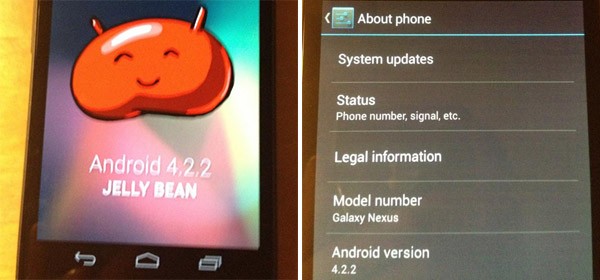 Un Galaxy Nexus equipaggiato con Android 4.2.2 Jelly Bean, prossimo aggiornamento ufficiale per la piattaforma mobile di Google Un Galaxy Nexus equipaggiato con Android 4.2.2 Jelly Bean, prossimo aggiornamento ufficiale per la piattaforma mobile di Google