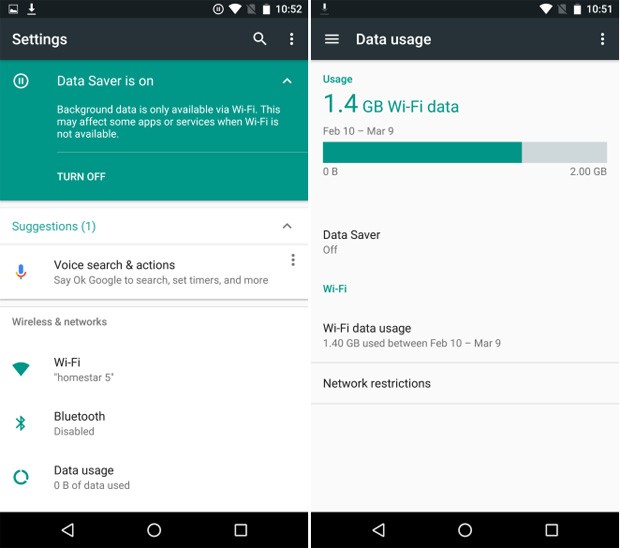 La funzionalità Data Saver di Android N