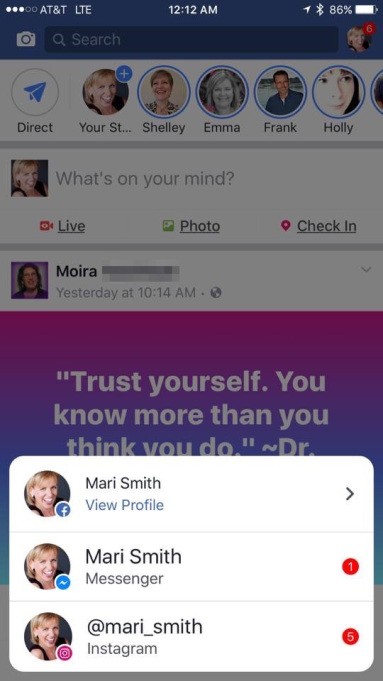 Facebook, Messenger ed Instagram: notifiche uniche