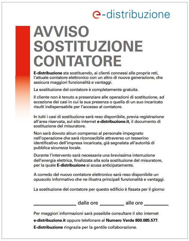 Open Meter: avviso di sostituzione