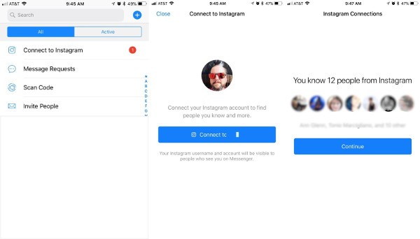 Messenger, i contatti si sincronizzano con Instagram